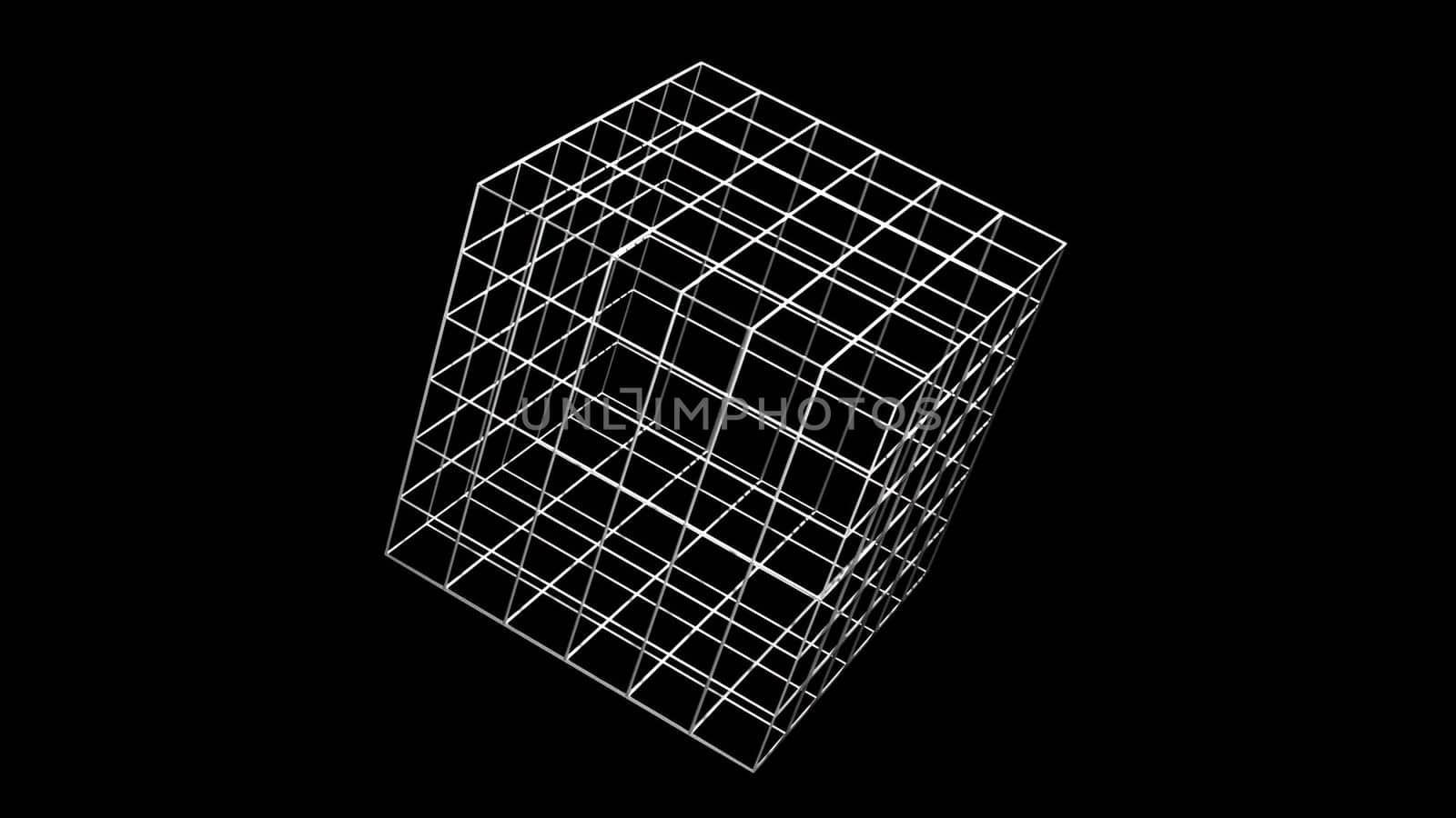 wireframe cube. Computer generated 3d render