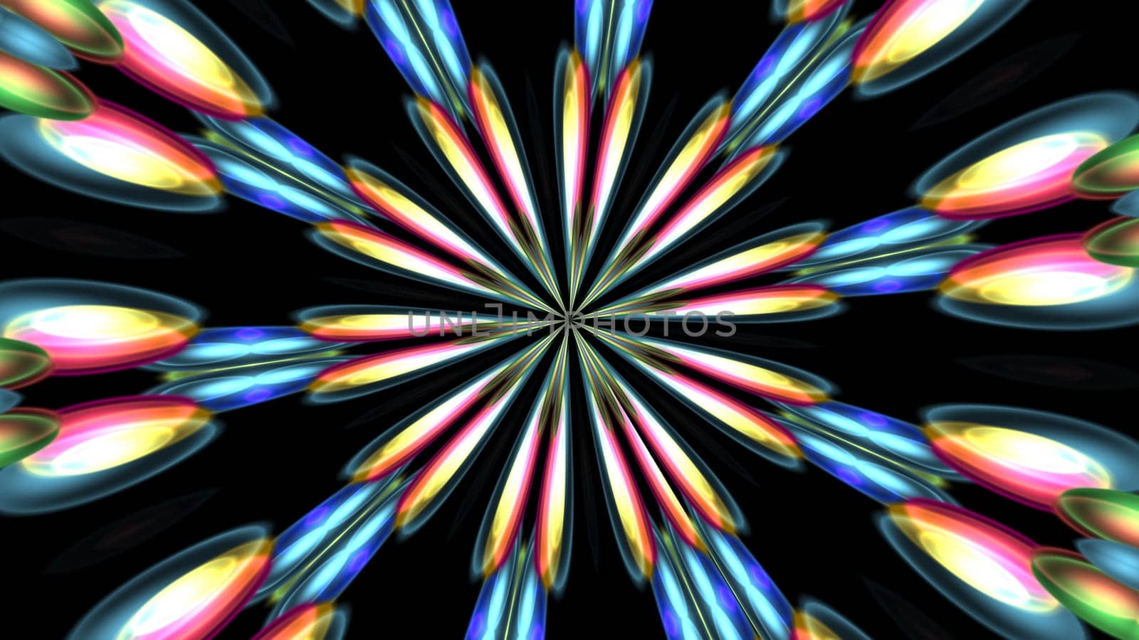 Flower shape kaleidoscopic illustration background. 2D layout illustration