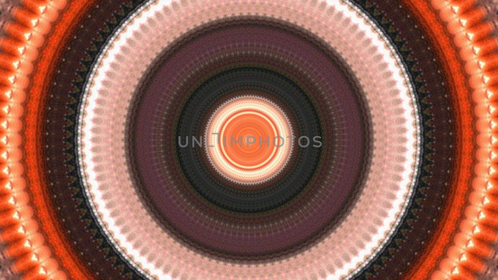 Soft kaleidoscopic glow circle infinite zoom effect. 2D layout illustration