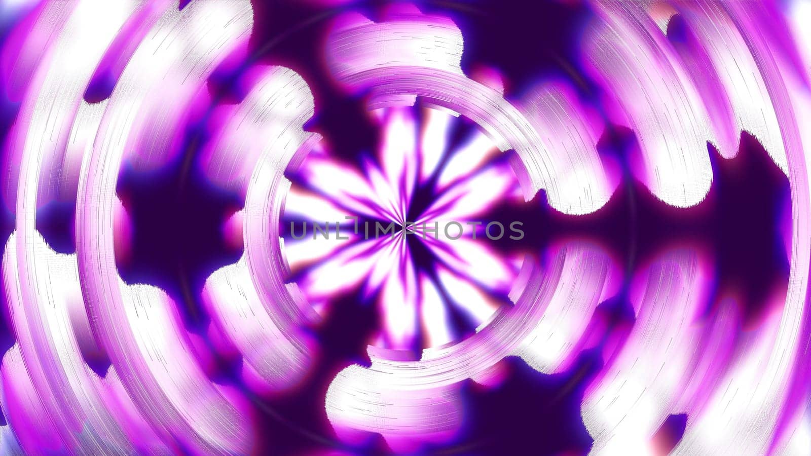 Purple swirl kaleidoscope glow background. 2D layout illustration