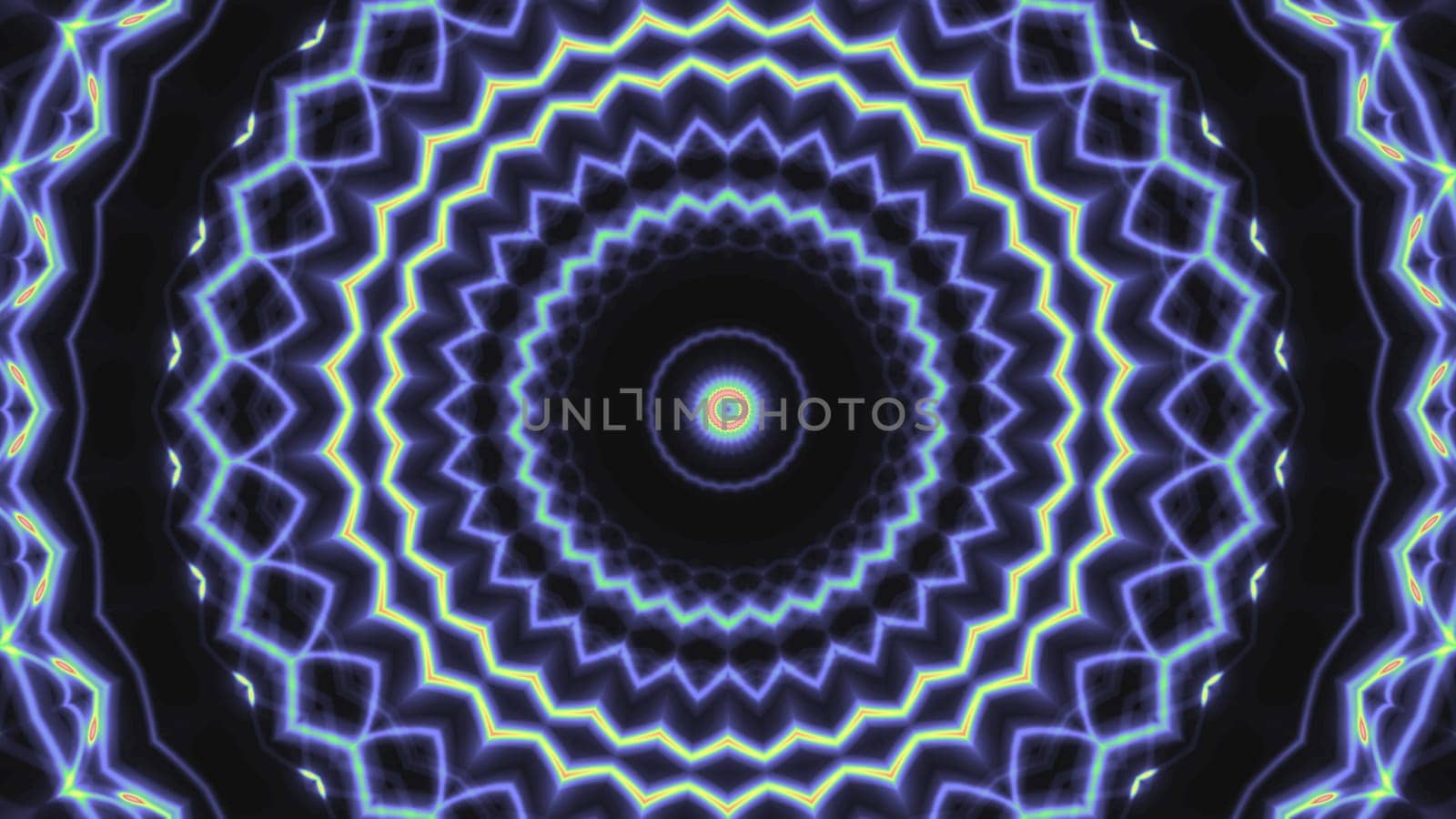 Blue kaleidoscope circle abstract background. 2D layout illustration