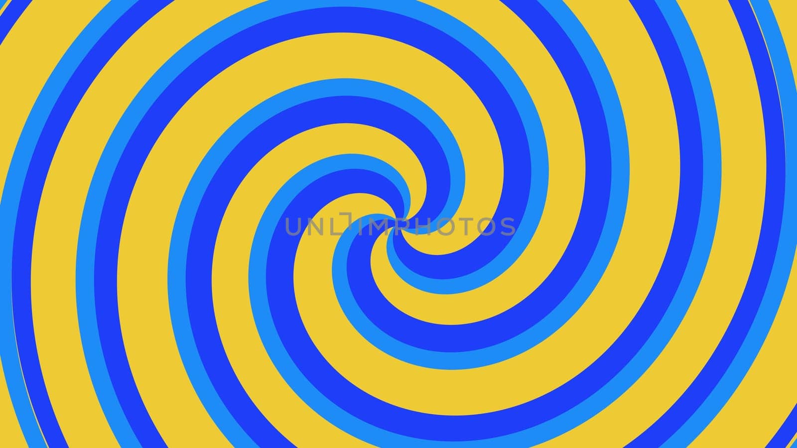 Blue and yellow spiral spin pattern. 2D layout illustration