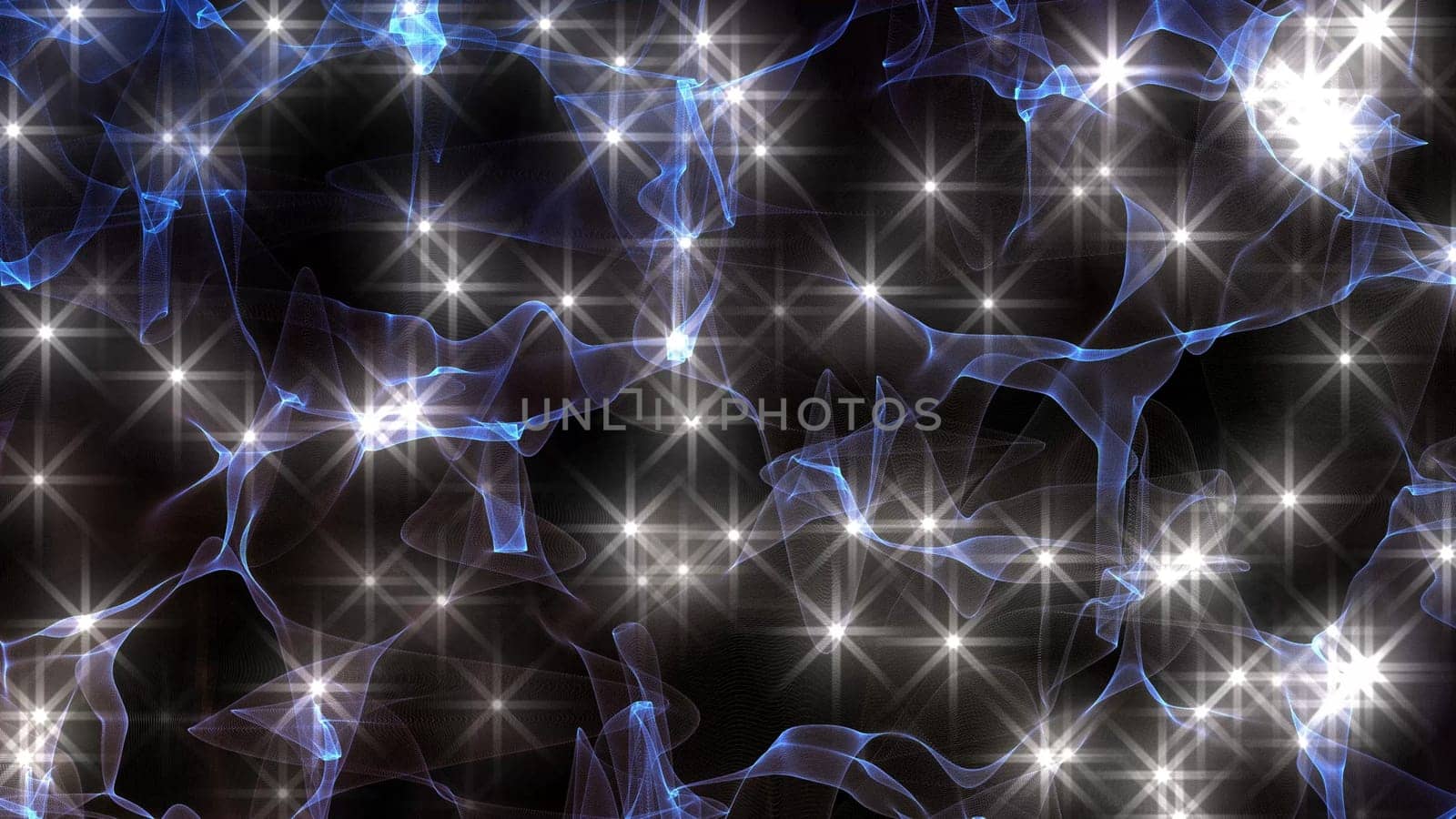Blue smoke in star fractal noise background. 2D layout illustration