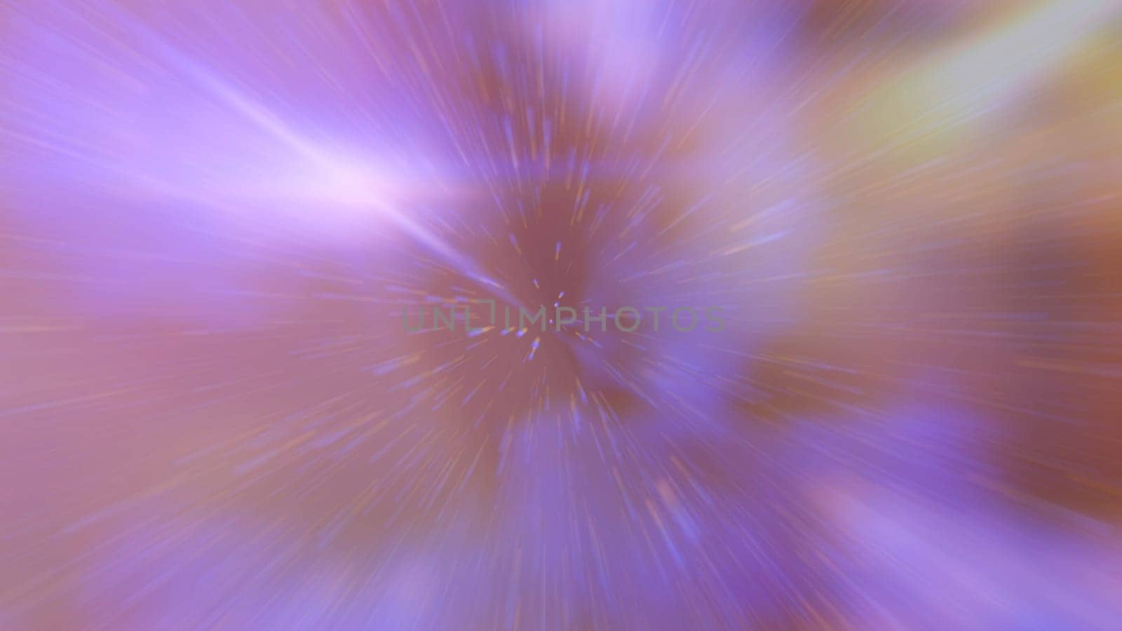 Soft blur zoom in hyper space in soft purple light flare background. 2D layout illustration