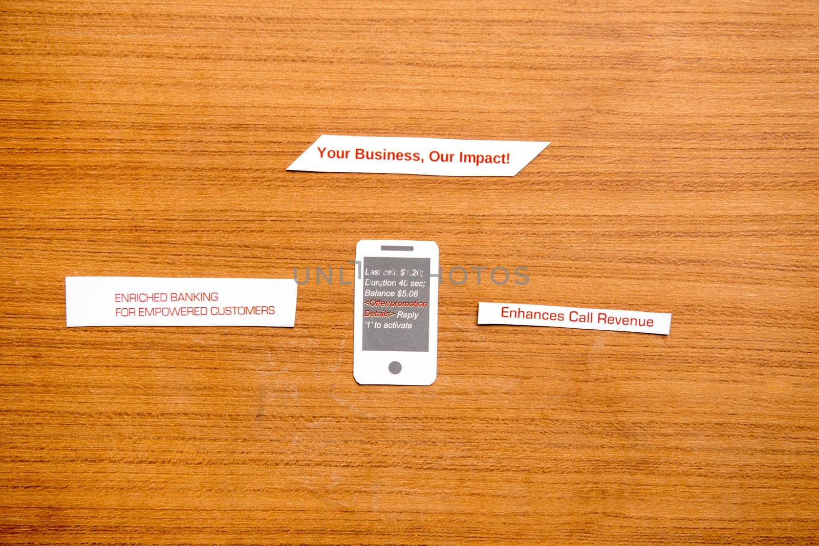 Business impact sticker on the wooden background