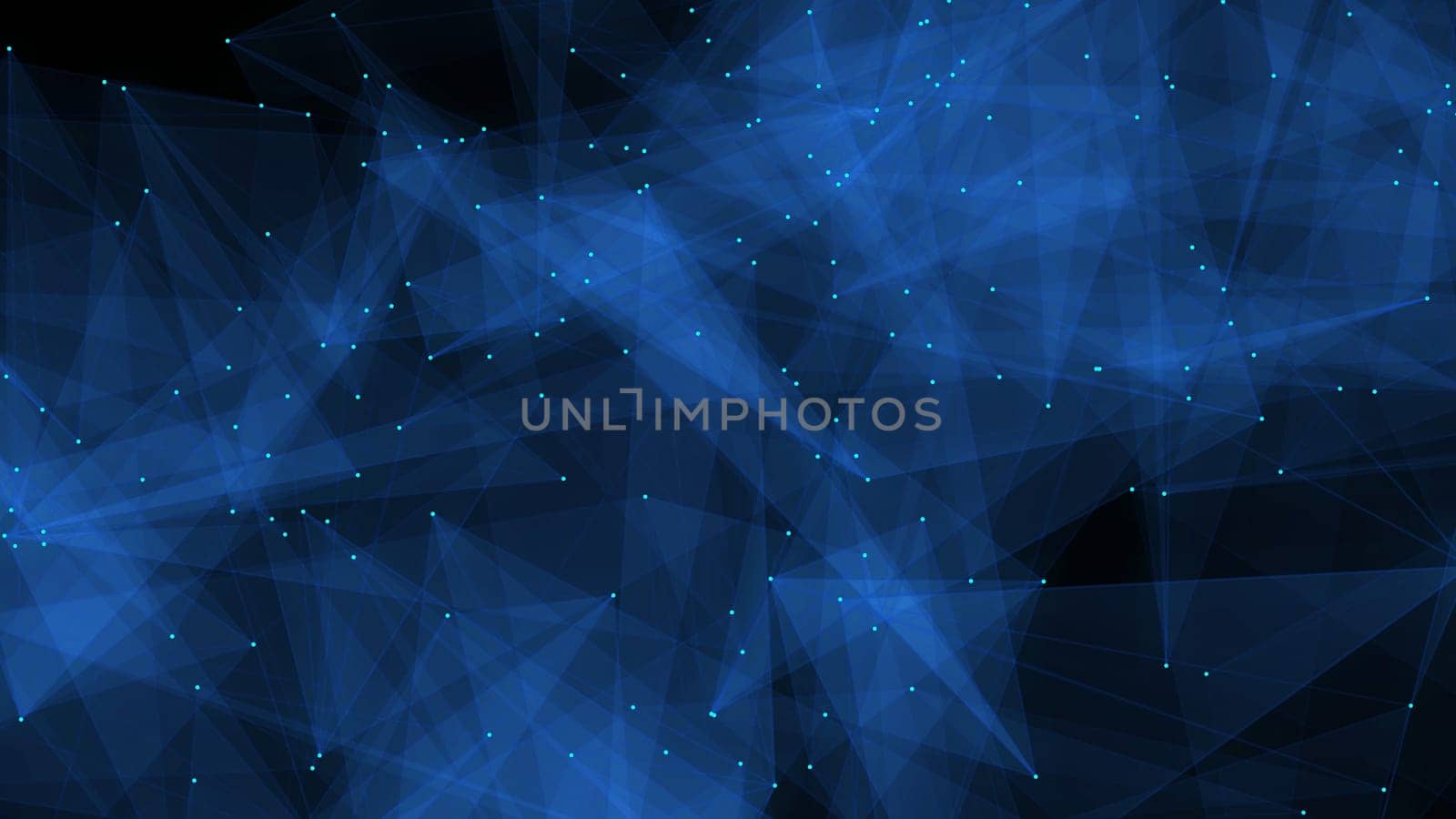 Blue shining triangle plexus shape glowing digital, futuristic background. 2D layout illustration