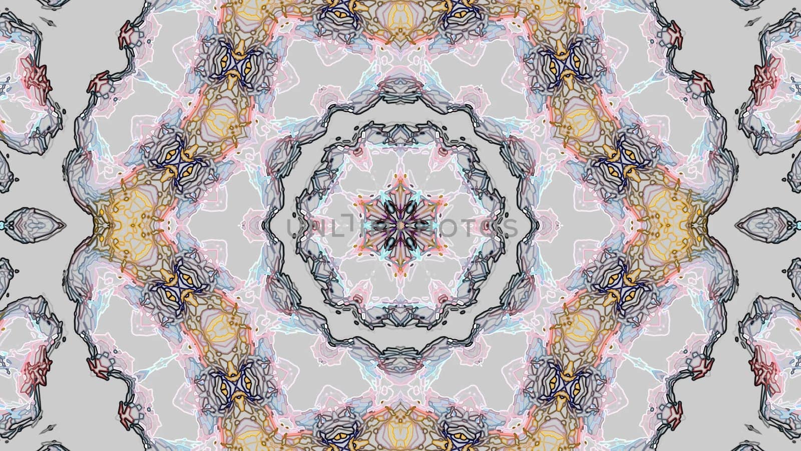 Floral pattern mandala kaleidoscope background. 2D layout illustration