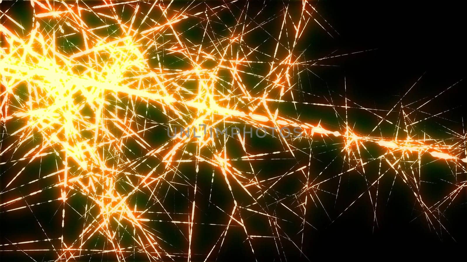Orange glow particle in fractal noise. 2D layout illustration