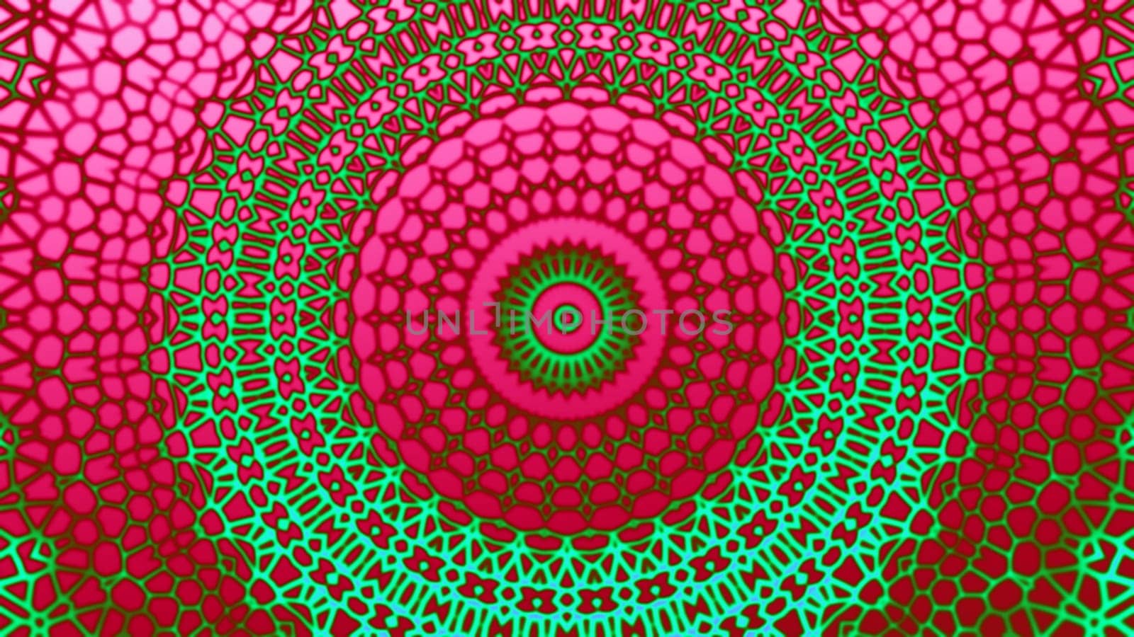 Circle gradient kaleidoscopic pattern effect. 2D layout illustration