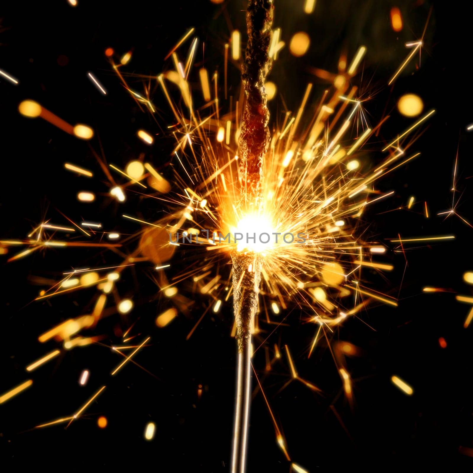 christmas sparkler firework flame on black