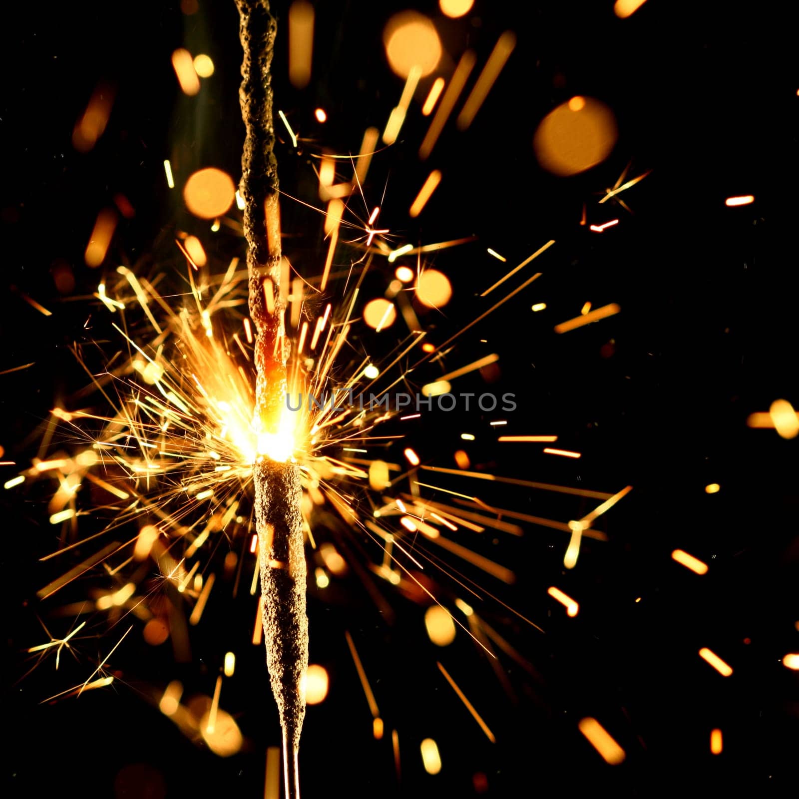 christmas sparkler firework flame on black