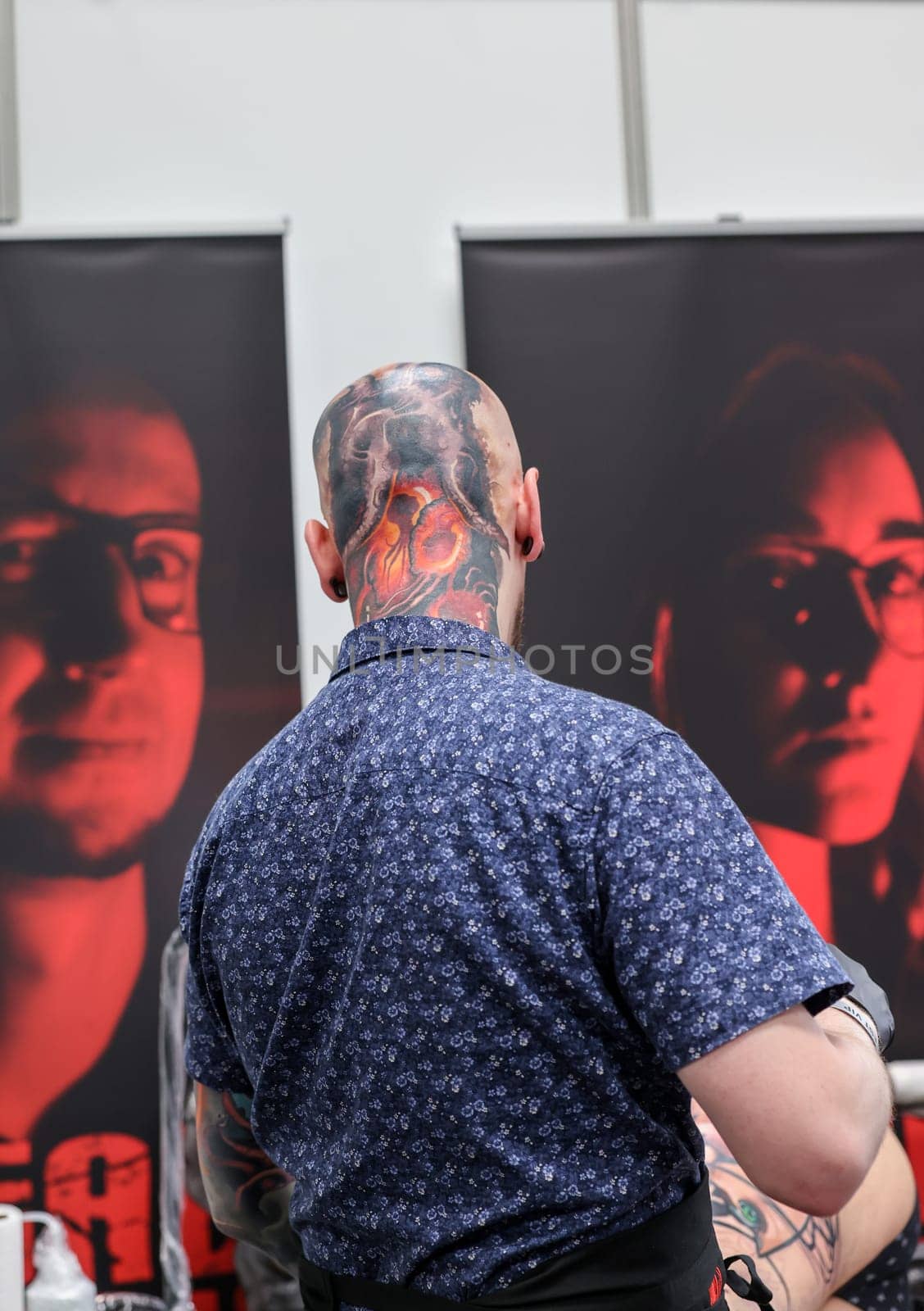 Krakow, Poland -  June 12, 2022: Unidentified  participant at 15th Tattoofest Convention in Cracow. One of the most prestigious tattoo festivals.