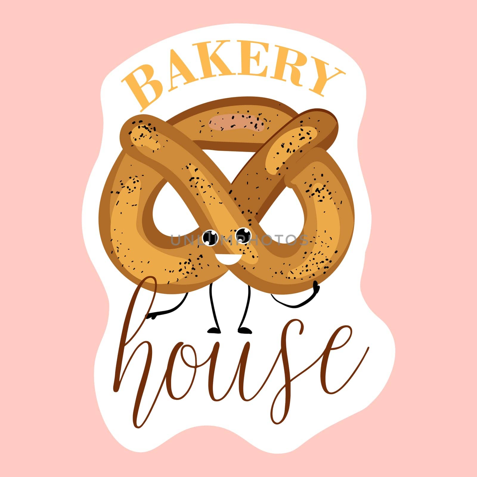 Sticker House baking. Croissant. Bakery logo. Vector illustration of bakery and confectionery.