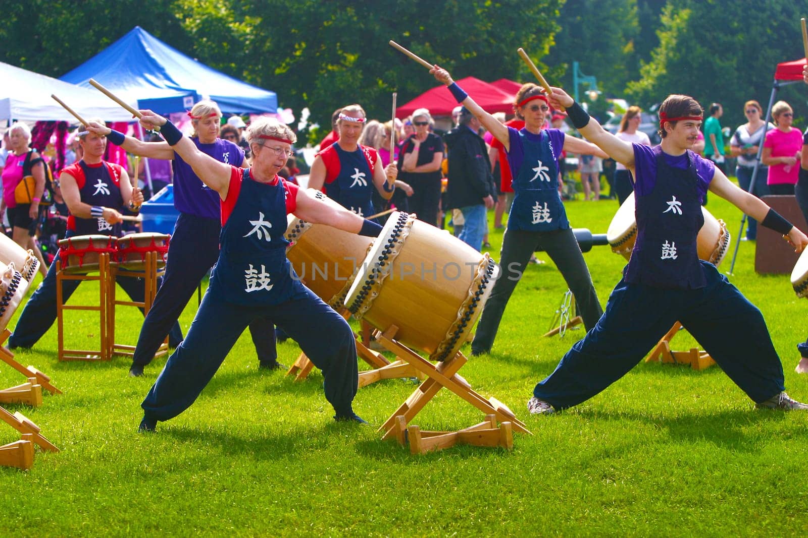 Taiko drummers at the Dragon Boat Festival on Lake Champlain in Burlington, Vermont, USA