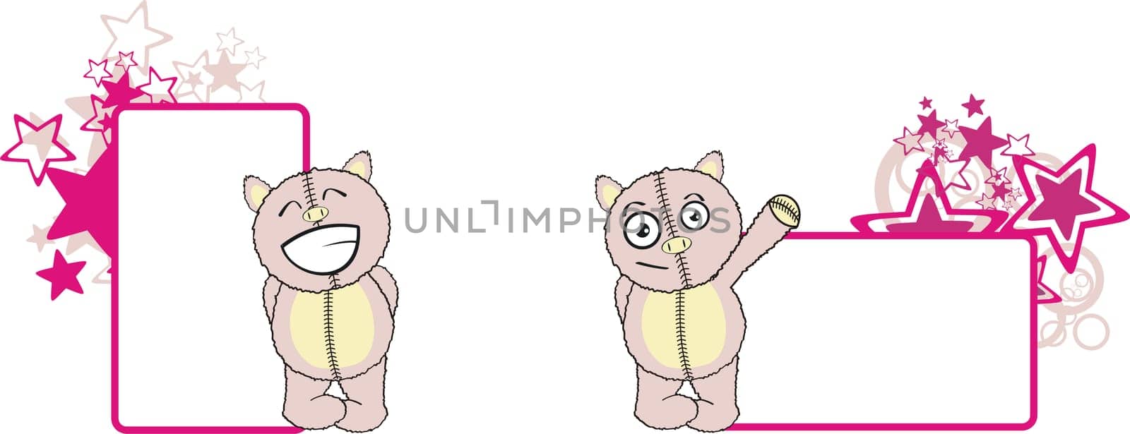 pig plush cartoon in vector format very easy to edit