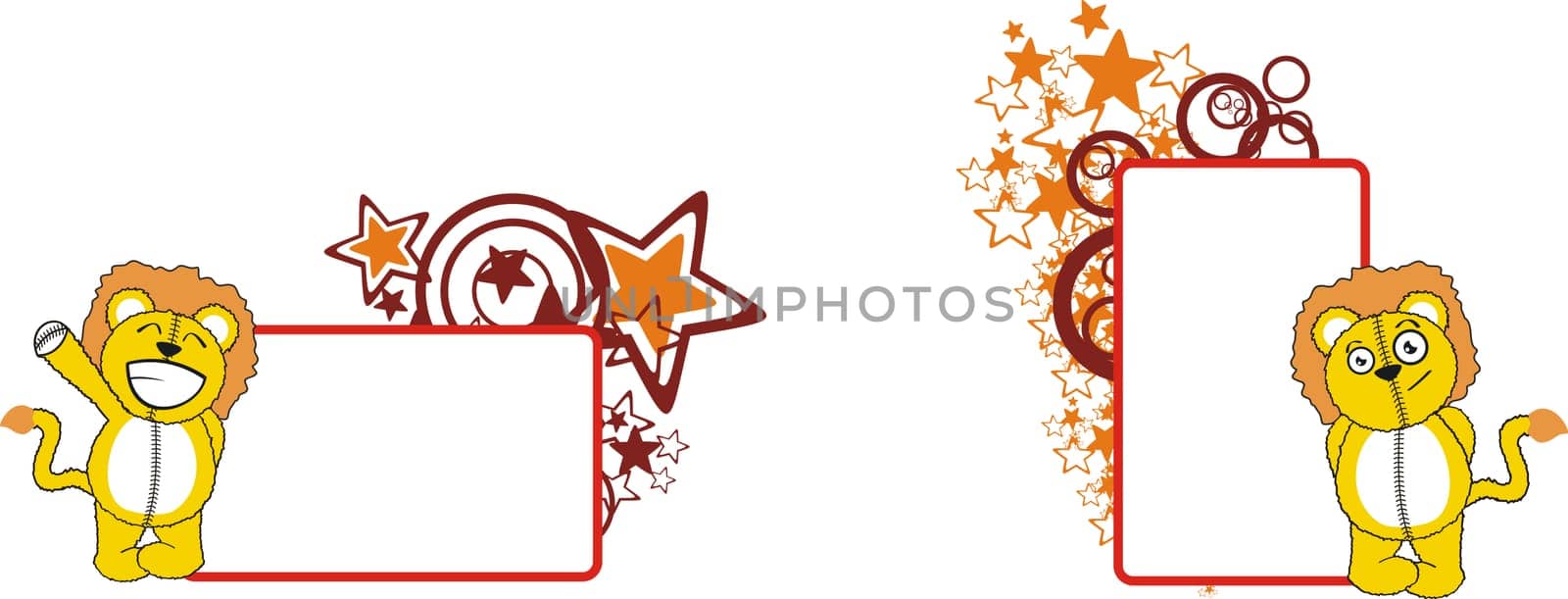 lion plush cartoon in vector format very easy to edit