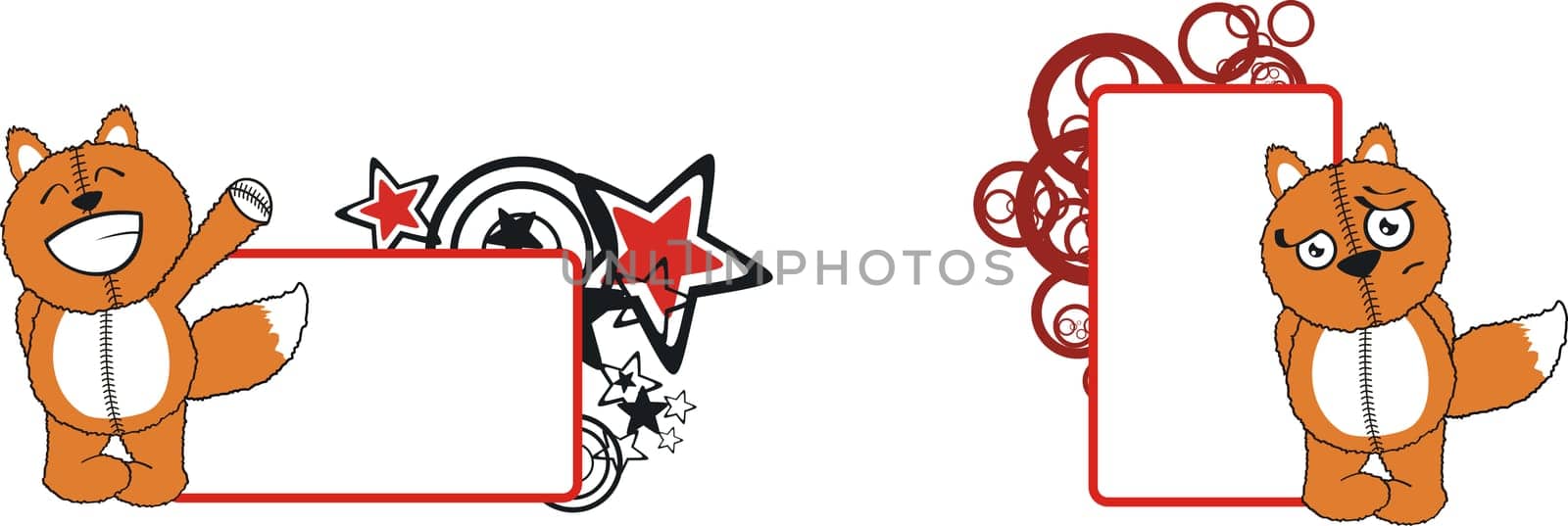fox plush cartoon copyspace in vector format very easy to edit