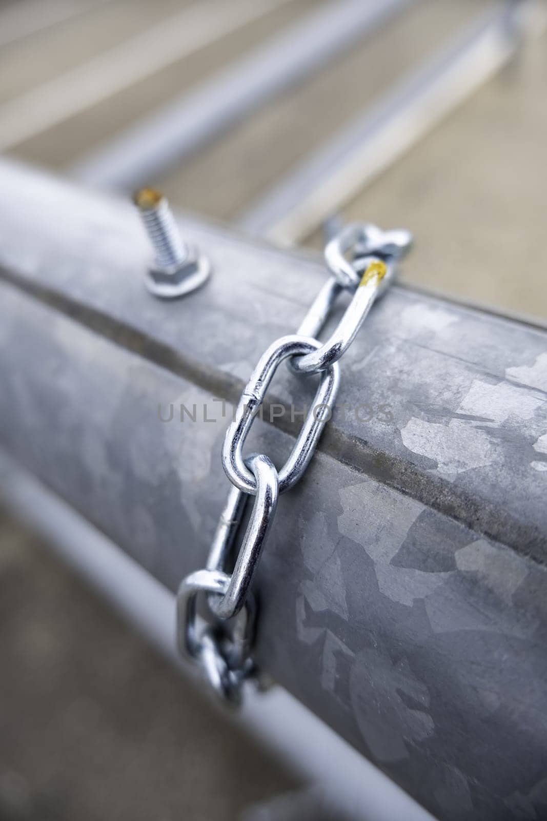 Detail of parking for shopping carts in a supermarket in the city