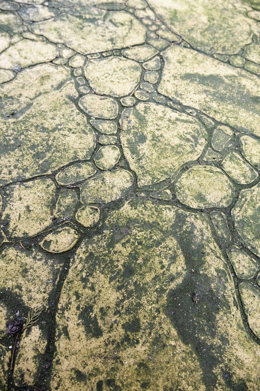 Detail of urban walkway floor decorated with cement