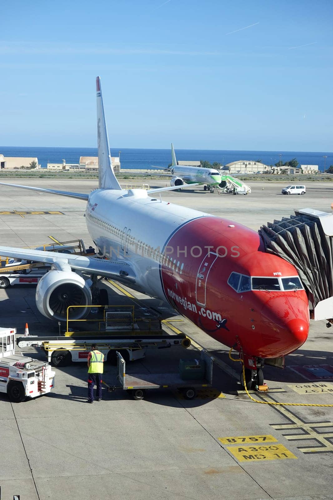 Passagiermachine der norwegischen Billigfluggesellschaft Norwegian Air Shuttle auf dem Flughafen Las Palmas, Gran Canaria, Spanien