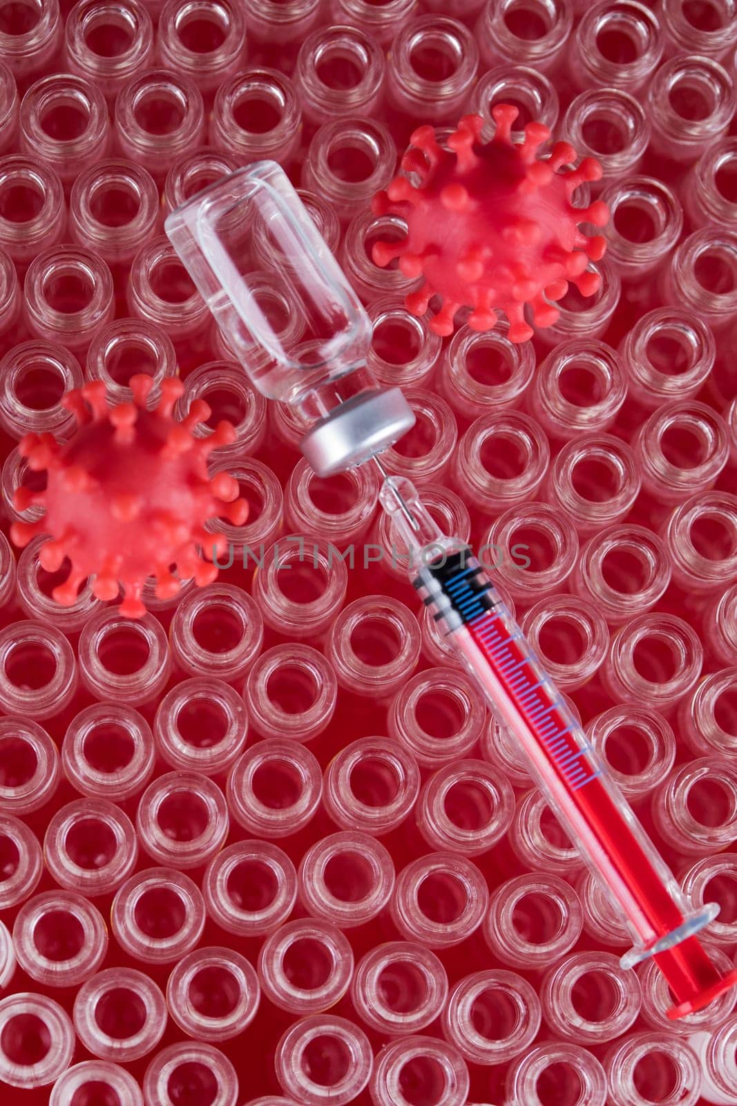 Close up medical syringe with a vaccine