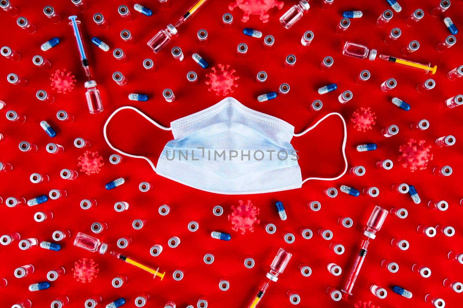 Mask and corona virus protection isolated, pandemic background