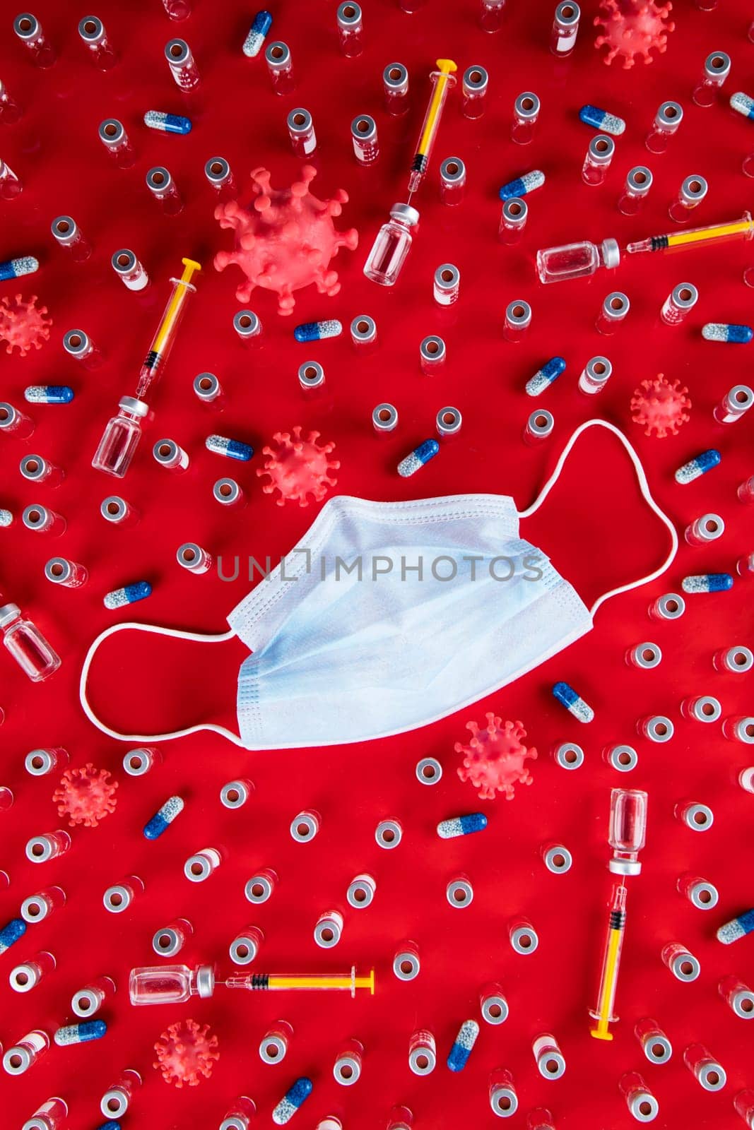 Mask and corona virus protection isolated, pandemic background
