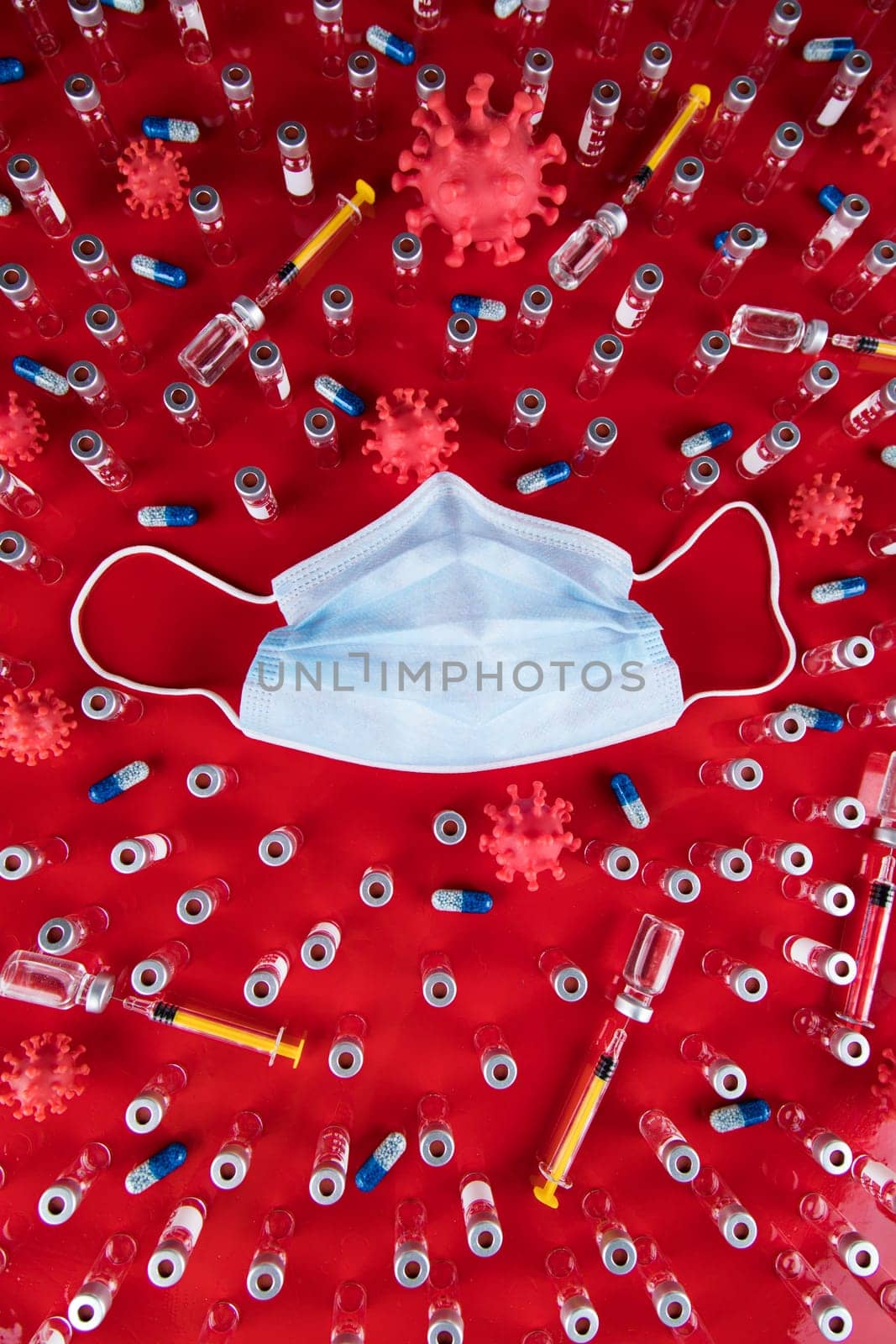 Mask and corona virus protection isolated, pandemic background