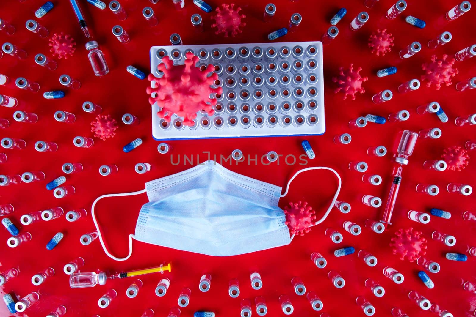 Mask and corona virus protection isolated, pandemic background