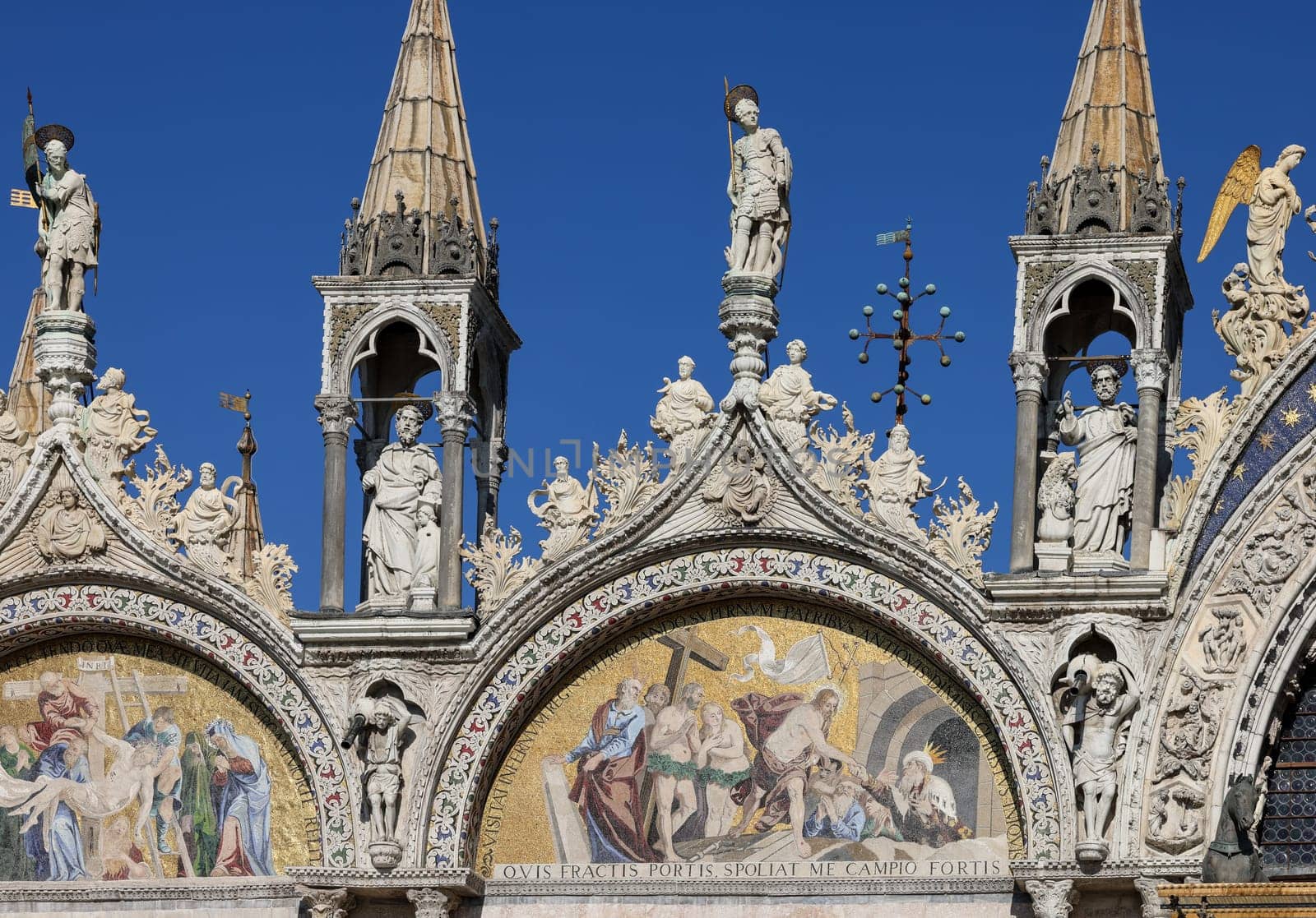 The basilica of St Mark in Venice. Italy. Mosaic from upper facade