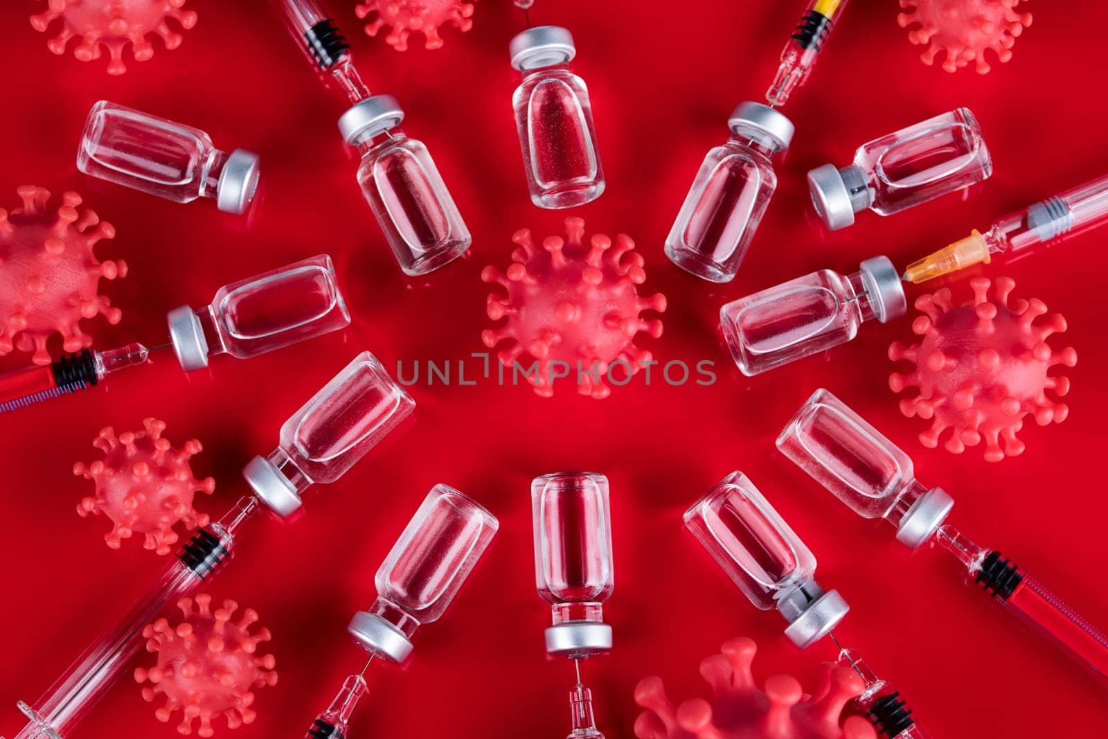 Close up medical syringe with a vaccine