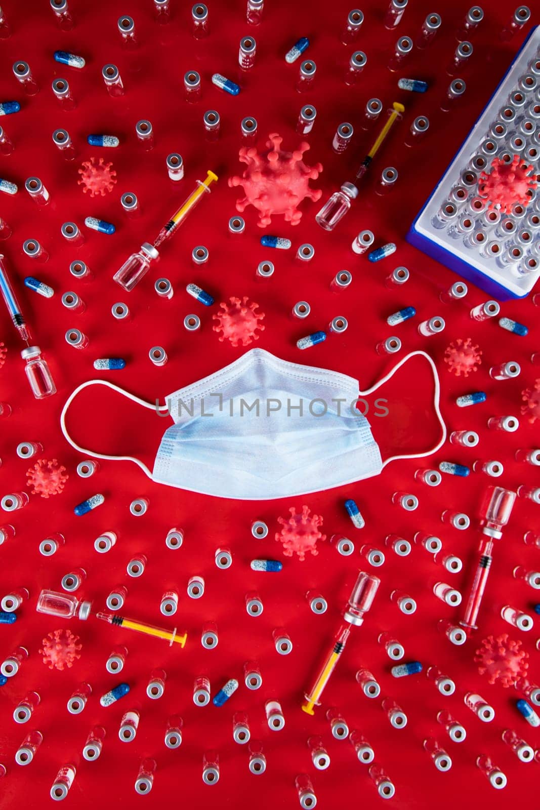 Mask and corona virus protection isolated, pandemic background