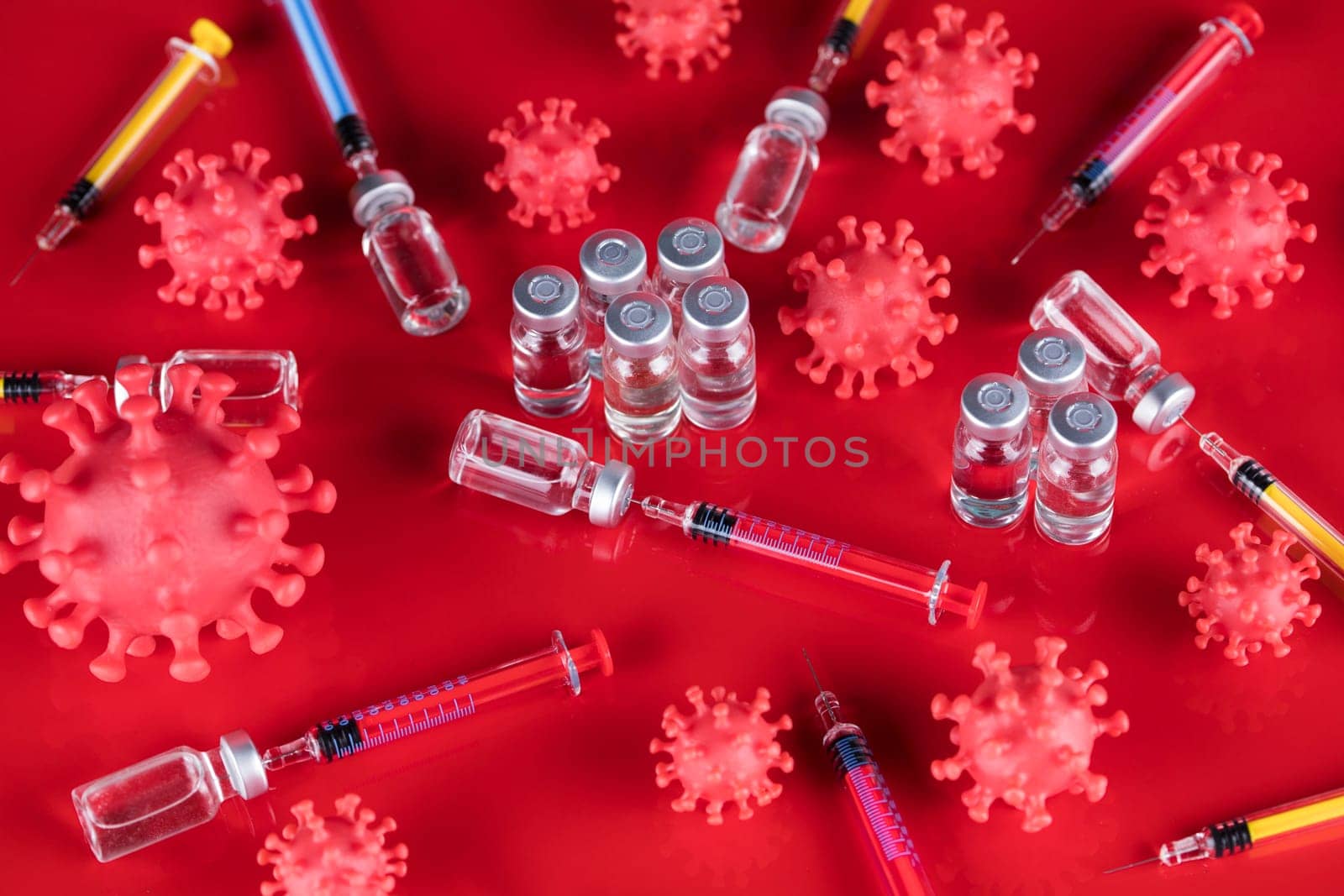 Close up medical syringe with a vaccine