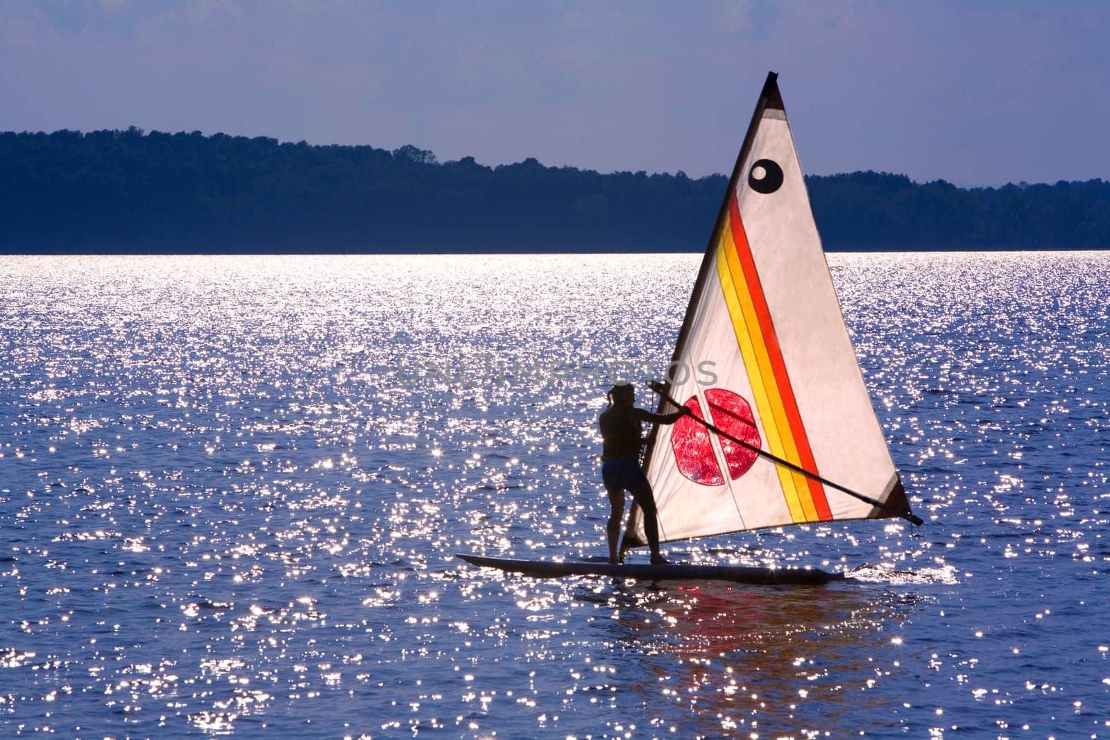 Windsurfing on lake Champlain near South Hero, VT.