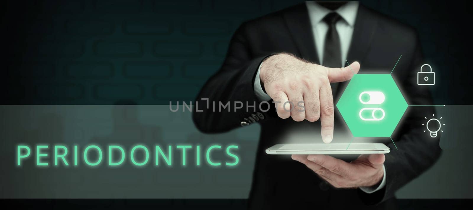 Conceptual caption Periodontics, Business approach a branch of dentistry deals with diseases of teeth, gums, cementum