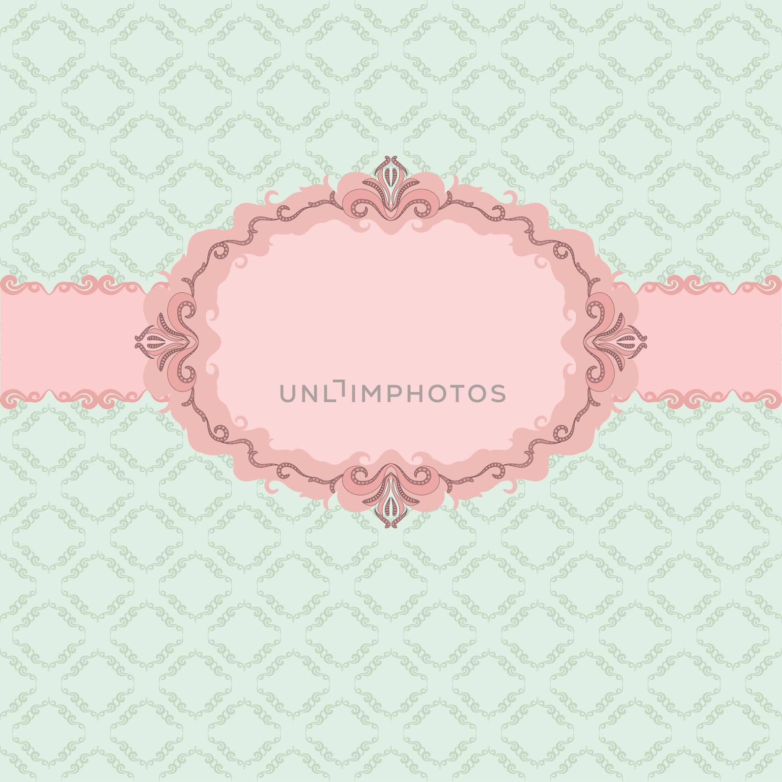 Template frame design for greeting card . Background - seamless pattern.