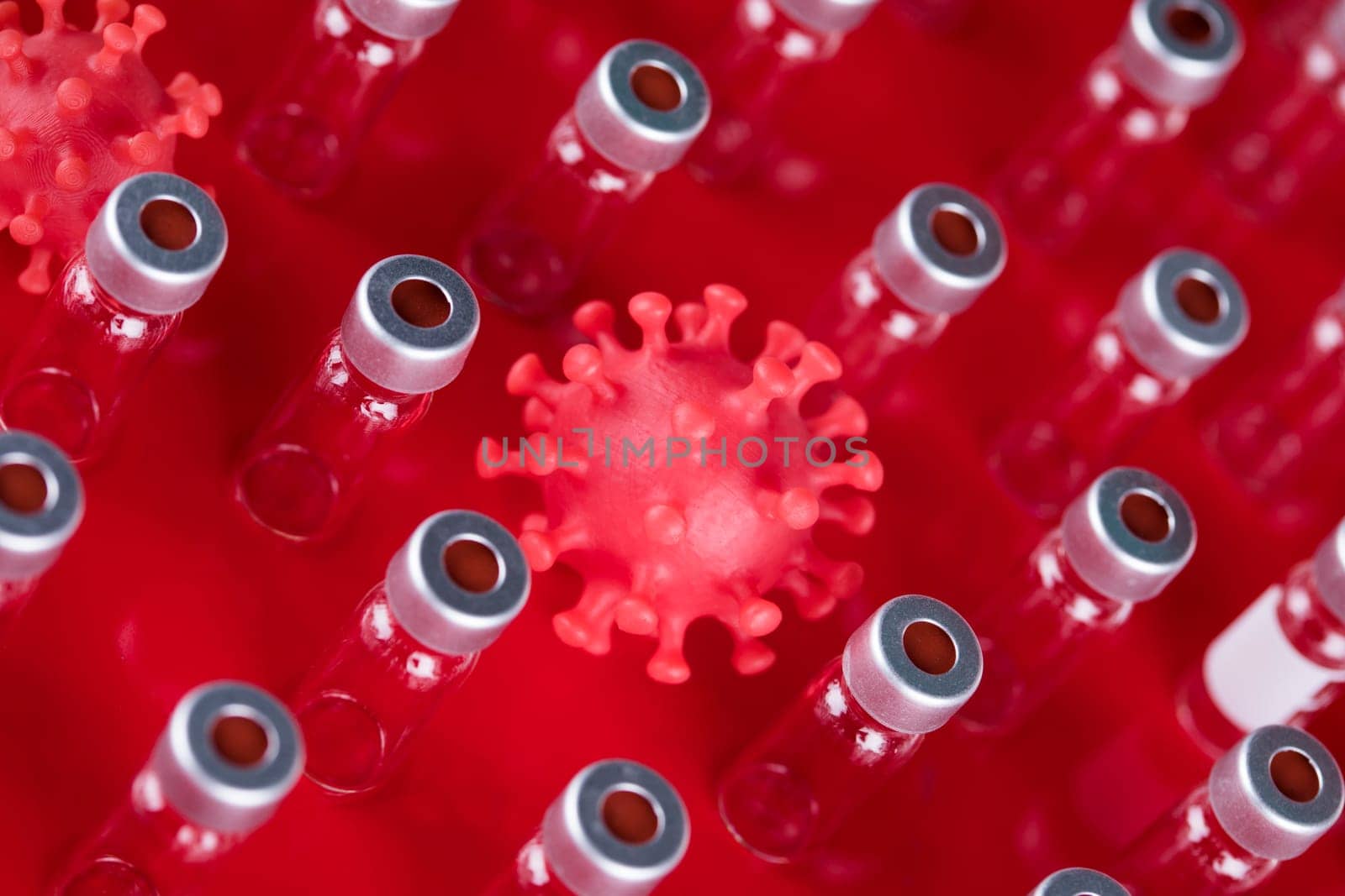 Bottles coronavirus vaccine, pandemic background