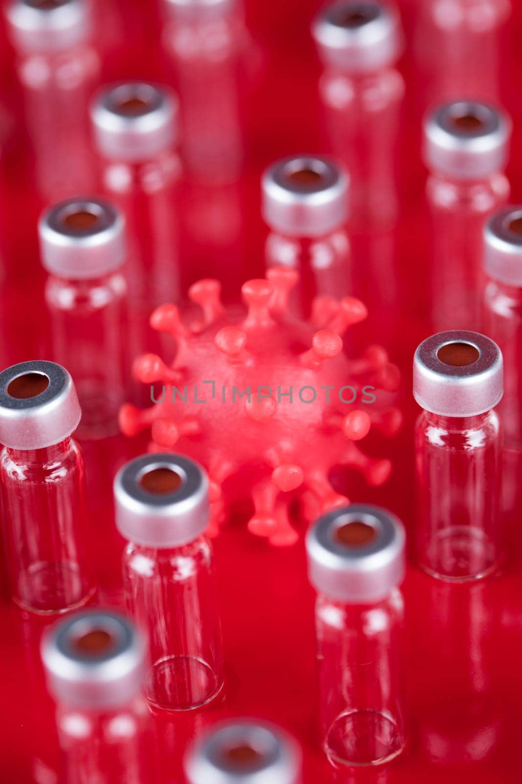Bottles coronavirus vaccine, pandemic background