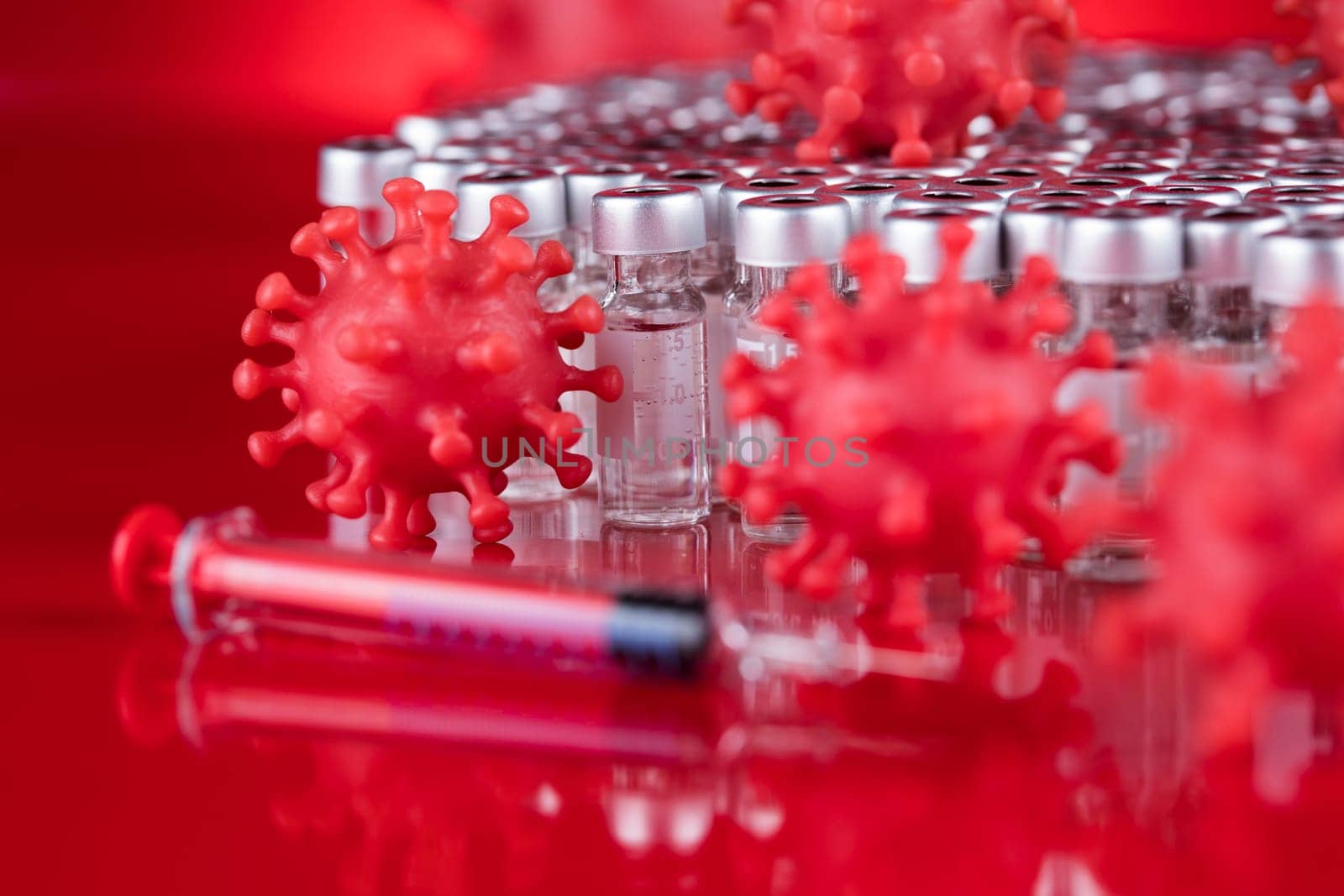 Close up medical syringe with a vaccine