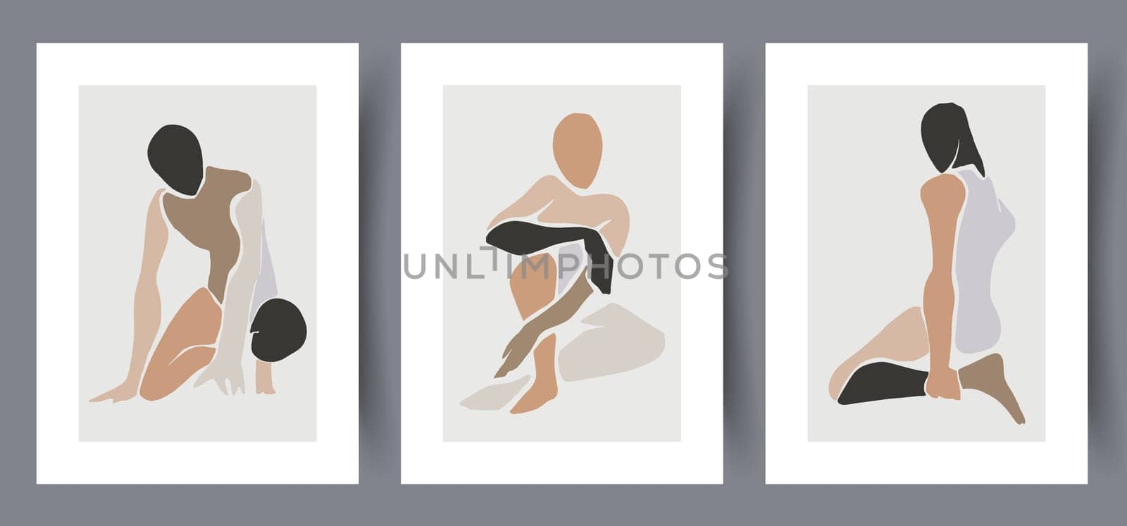 Abstract figures aesthetic shapes wall art print. Printable minimal abstract poster. Wall artwork for interior design. Contemporary decorative background.