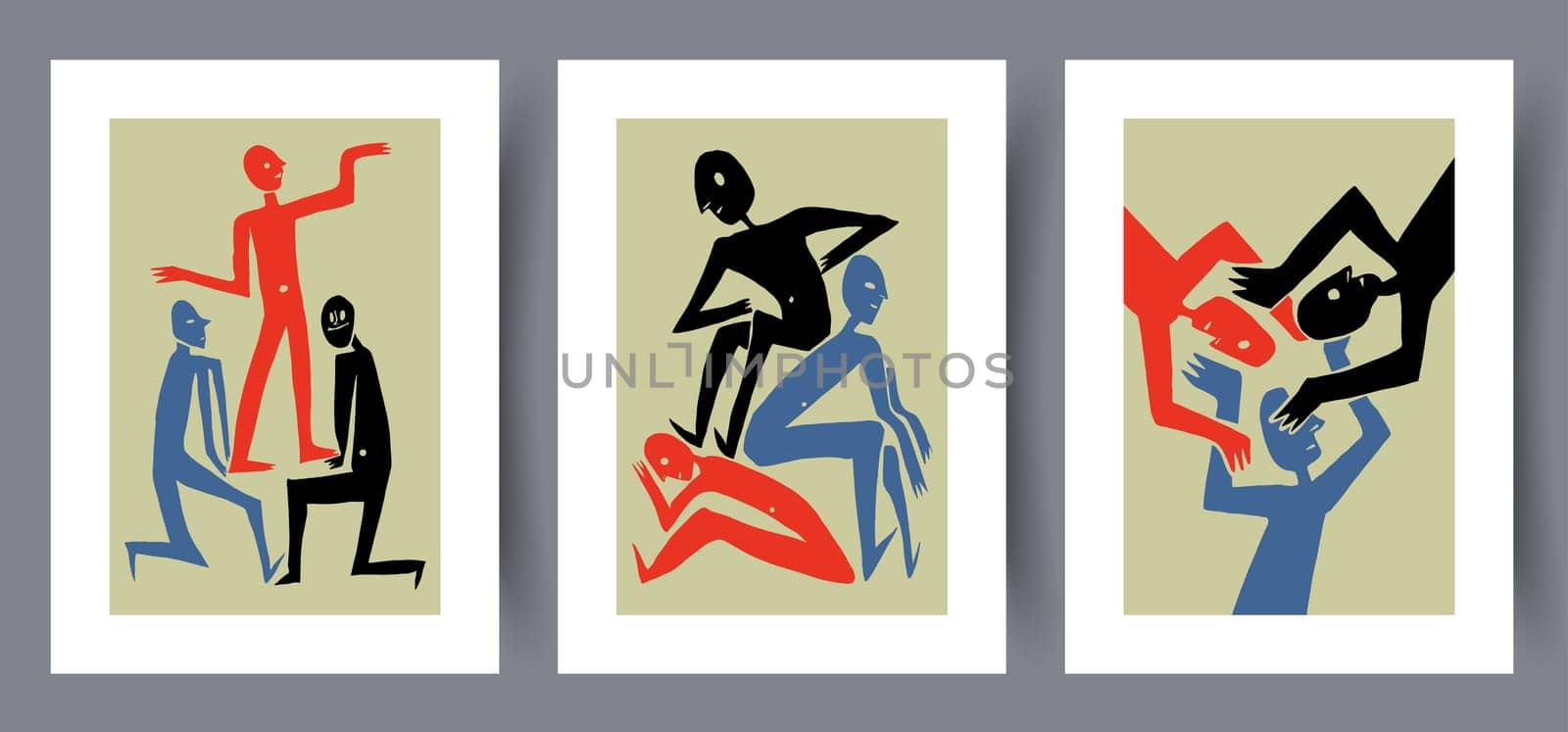 Abstract figures aesthetic shapes wall art print. Printable minimal abstract poster. Wall artwork for interior design. Contemporary decorative background.