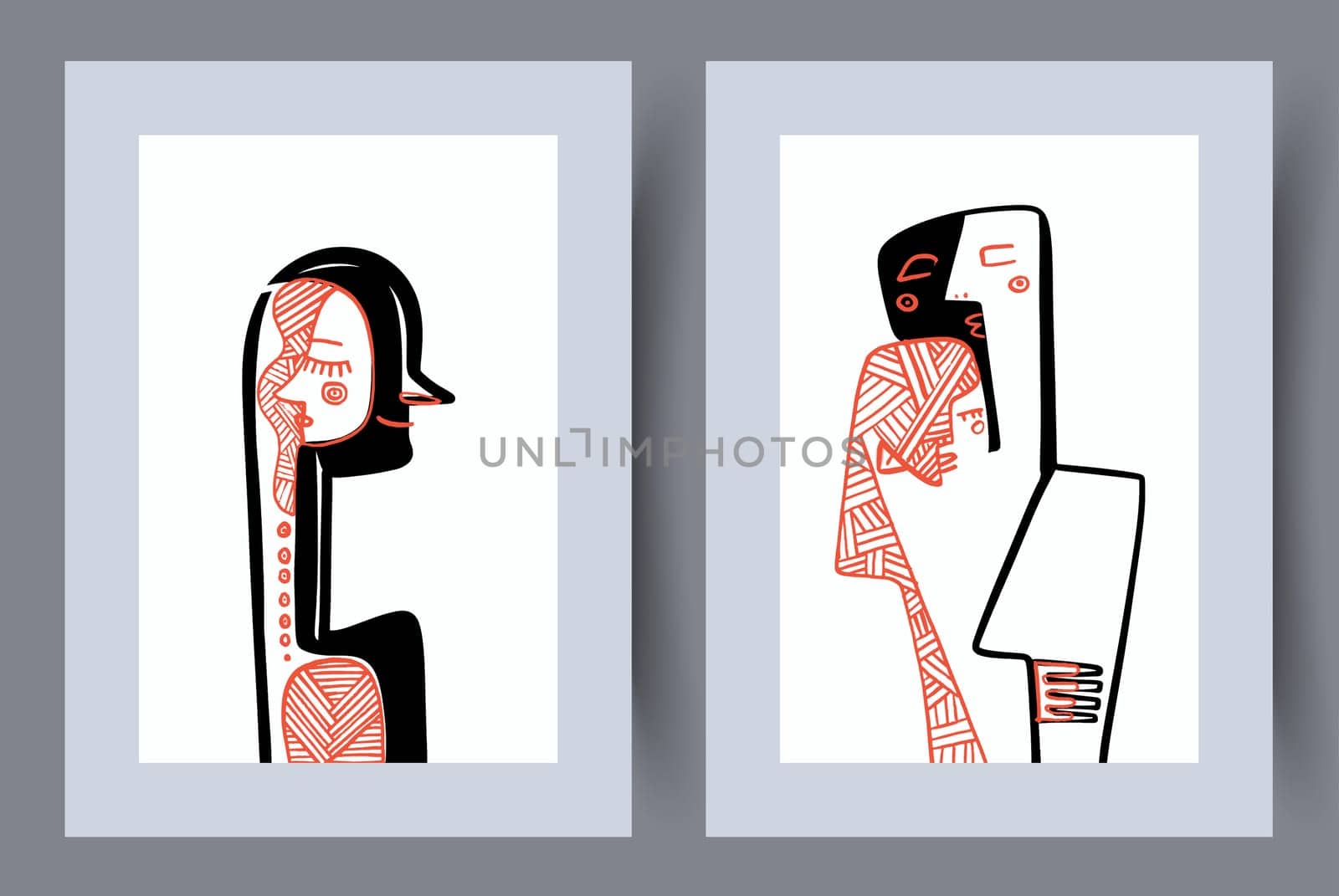 Abstract figures aesthetic shapes wall art print. Printable minimal abstract poster. Wall artwork for interior design. Contemporary decorative background.