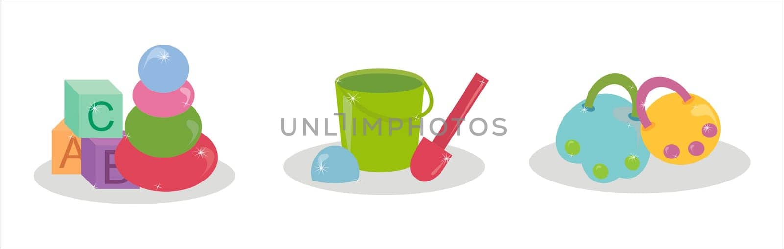 set of 3 toys icons