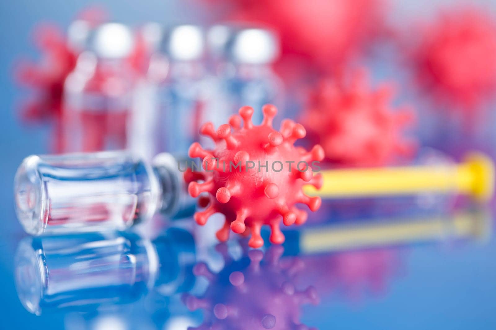 Close up medical syringe with a vaccine