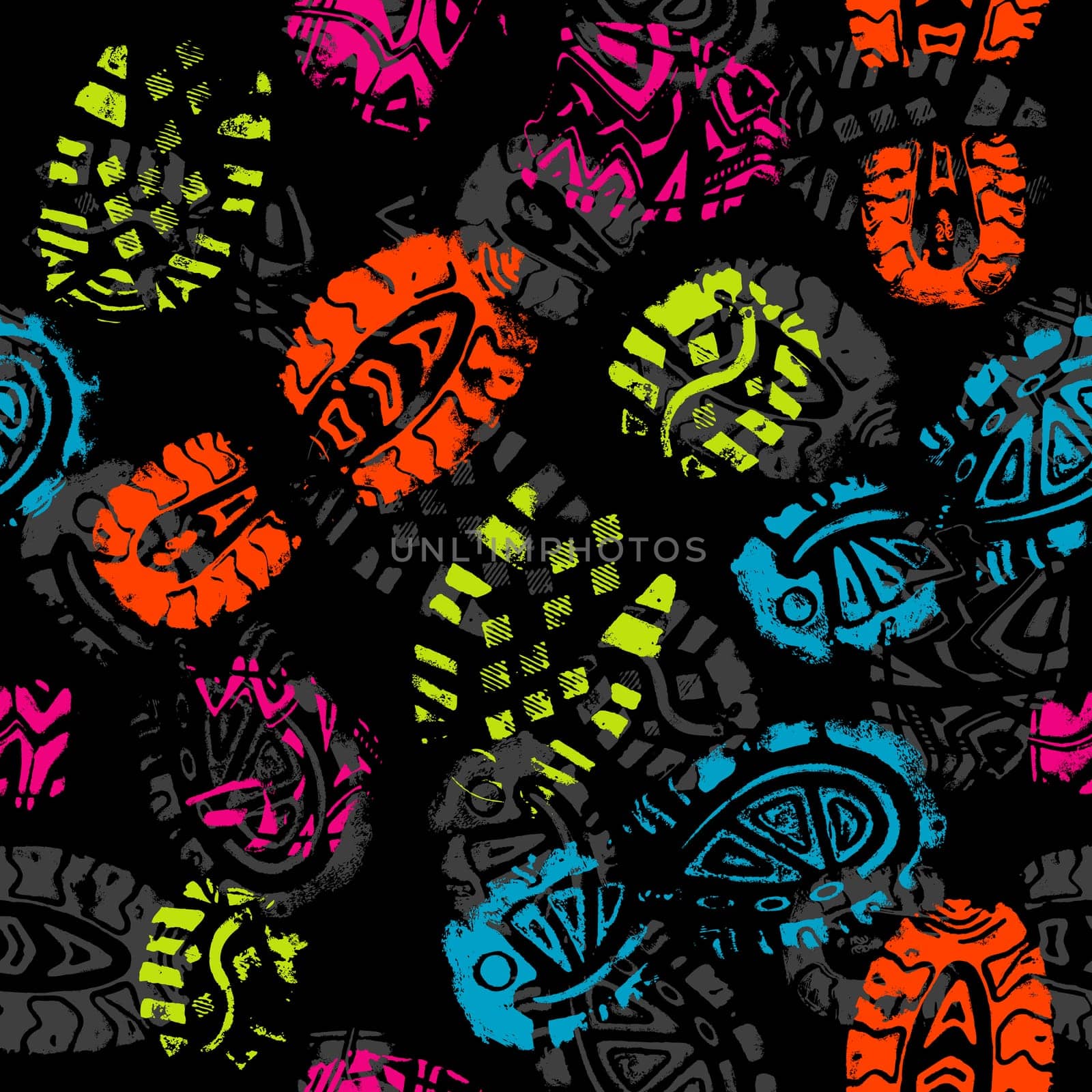 Seamless pattern, prints of foots of the child, vector illustration