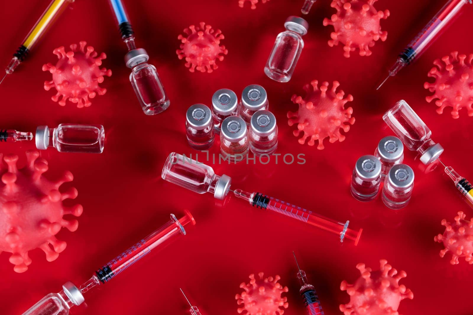 Close up medical syringe with a vaccine