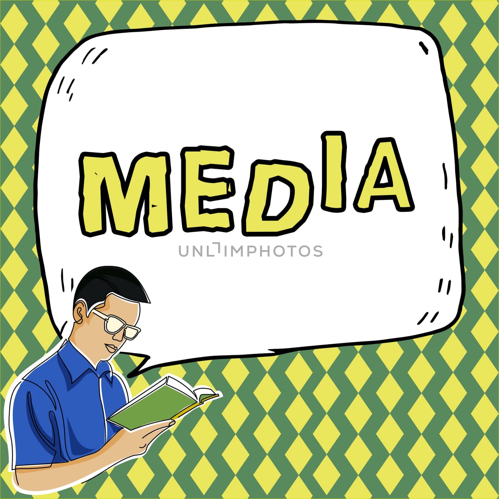 Hand writing sign Media, Word for the main means of mass communication that are regarded collectively