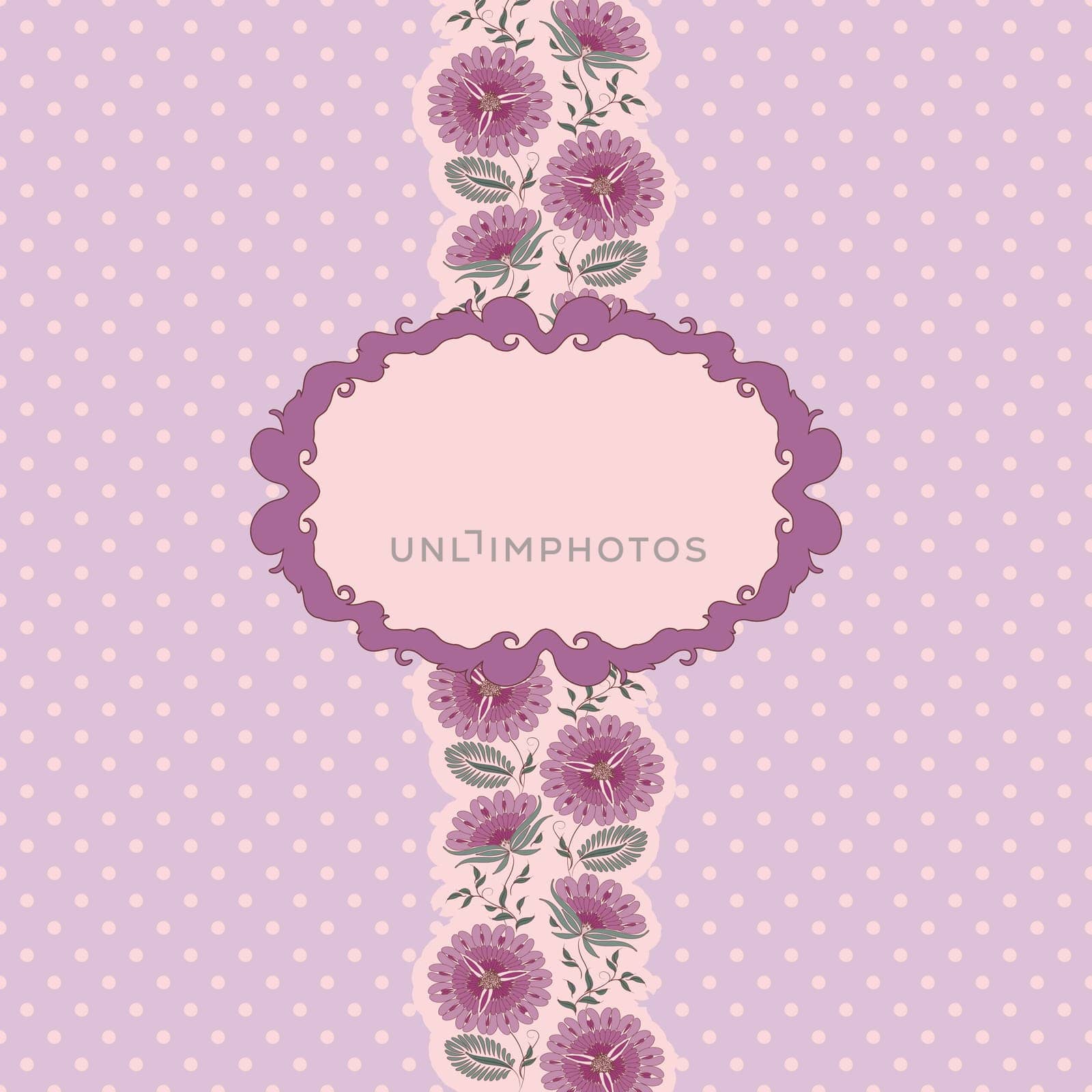 Template frame design for greeting card . Floral design. In vintage style.