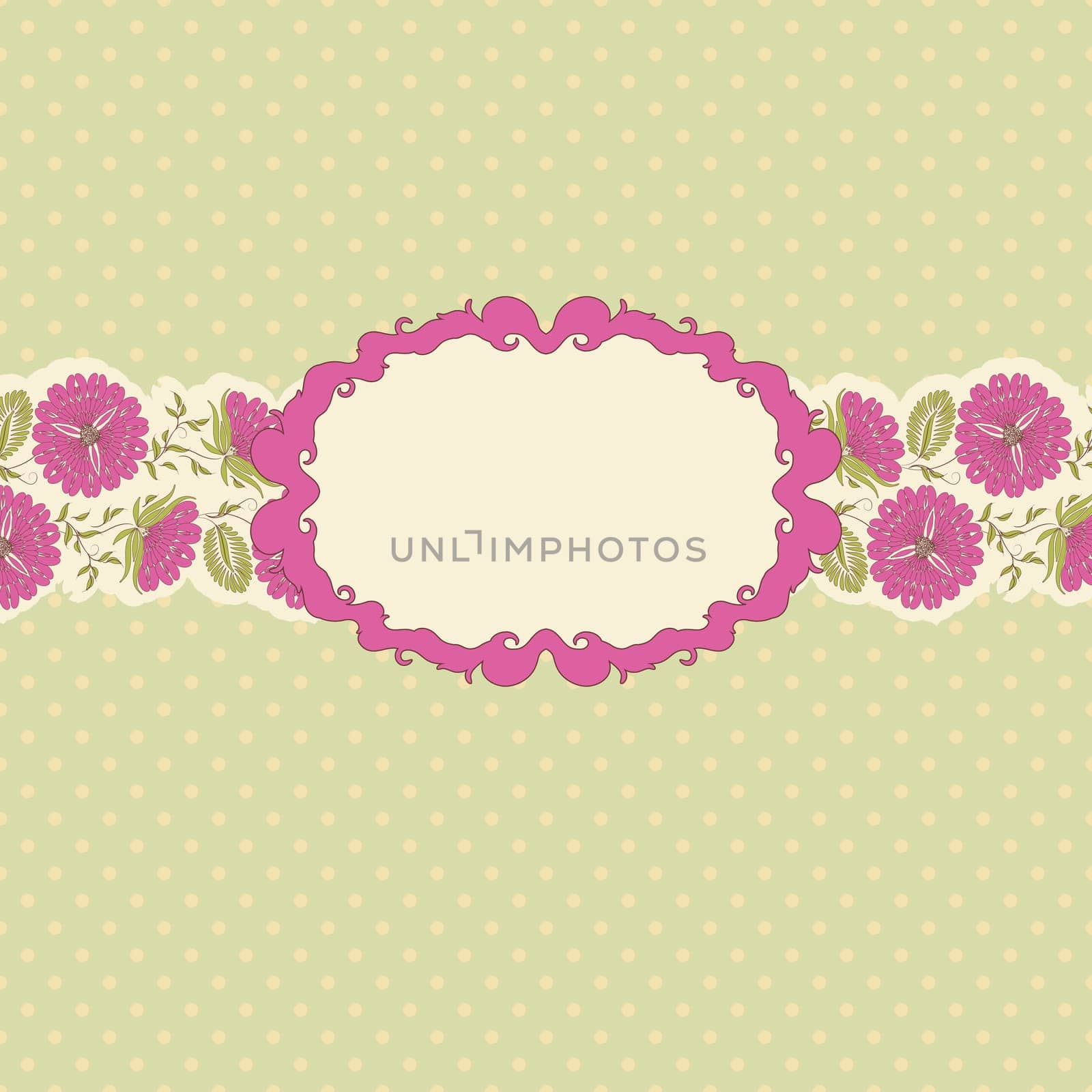 Template frame design for greeting card . Floral design. In vintage style.