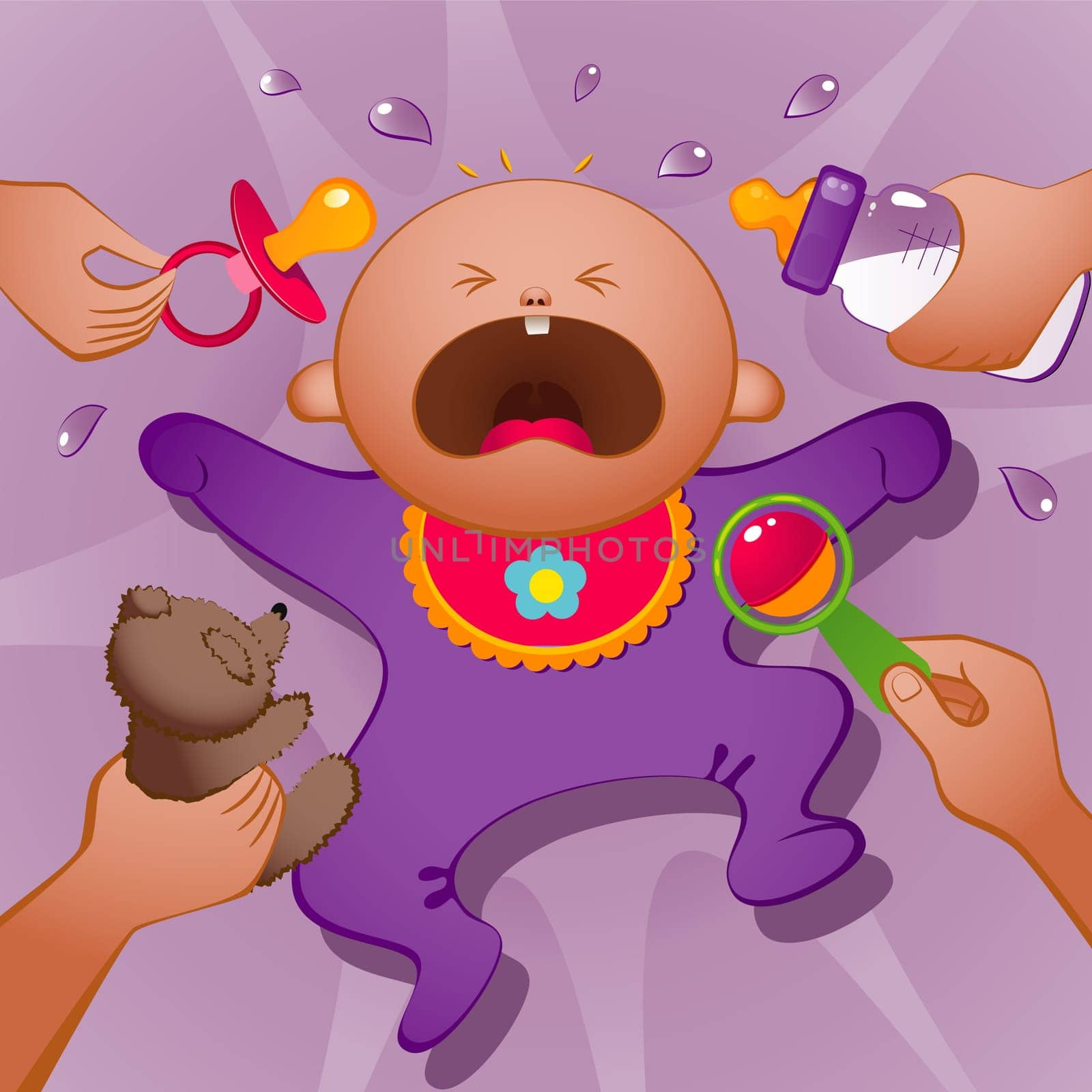Vector illustration of crying baby. EPS 8, AI, JPEG